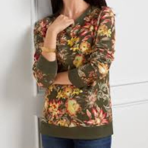 Talbots Fall Flowers Sweatshirt Size  1X - Picture 1 of 2